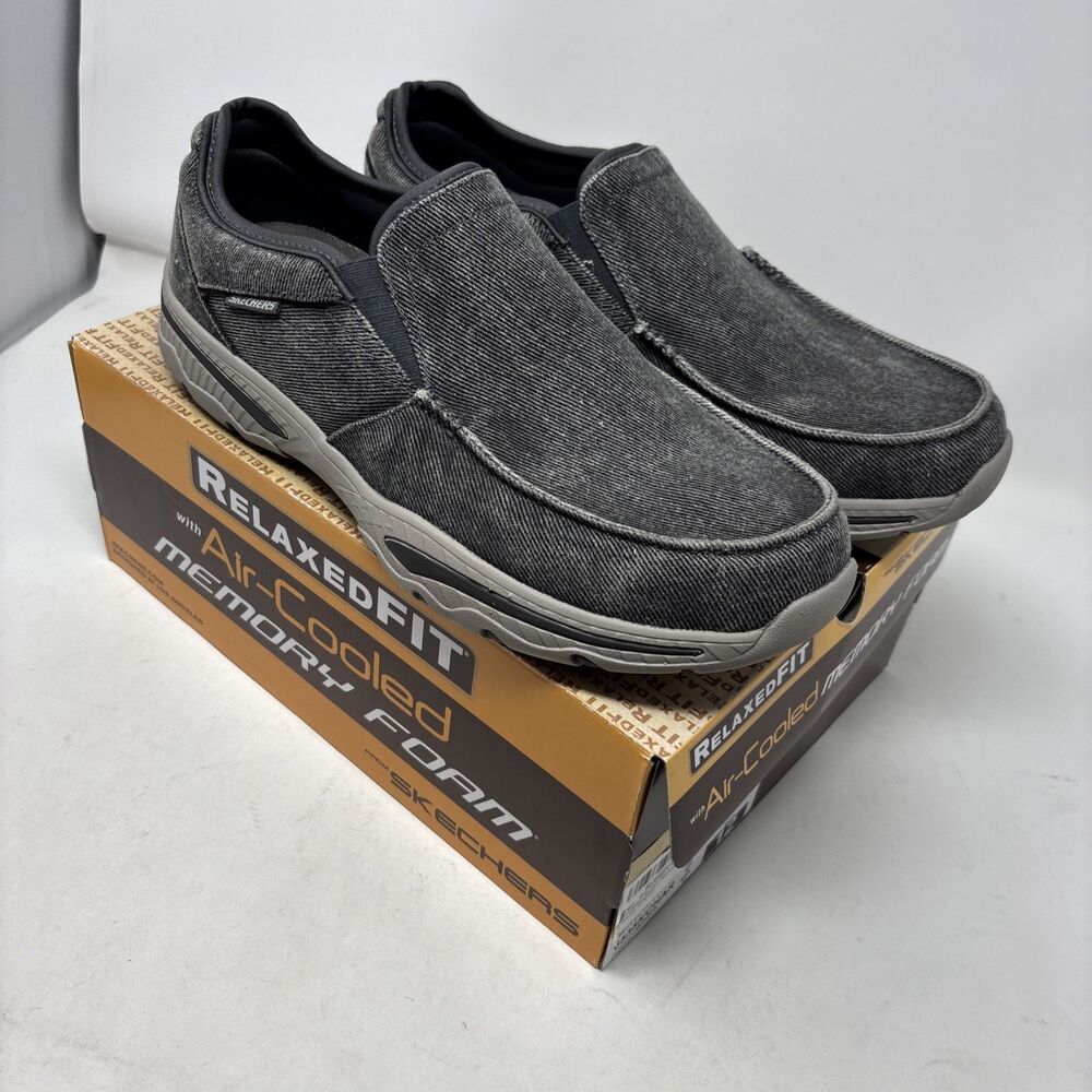 Skechers Relaxed Fit Creston Moseco Mens Size 12 Charcoal Canvas Slip On